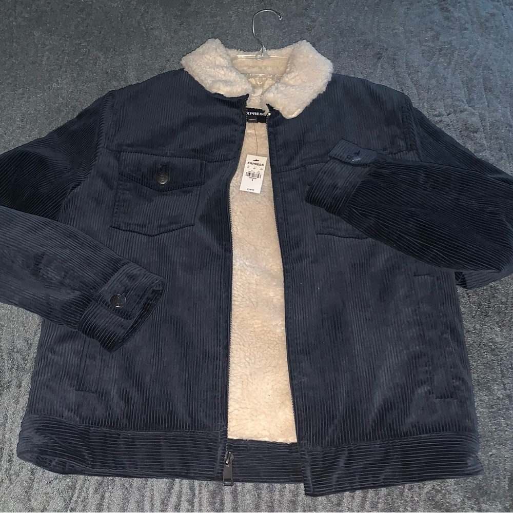 (NEW) Express Fleece Lined Corduroy Trucker Jacket